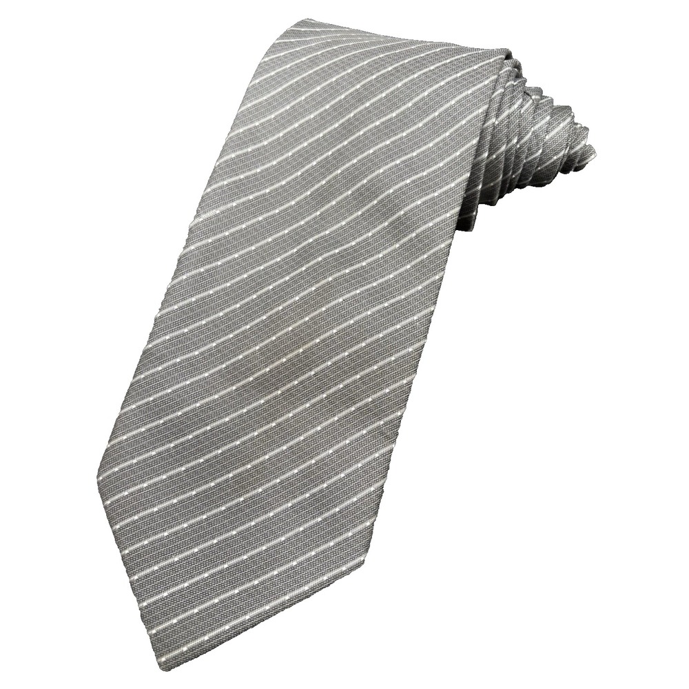 HUGO BOSS Men's Tie 100% Silk ITALY Gray Lines Designer Striped Business 60" GUC